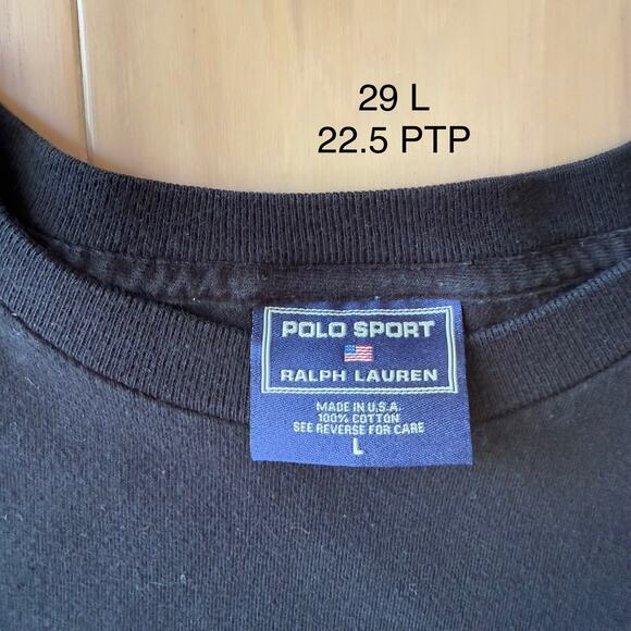 Vintage Polo Sport Ralph Lauren Shirt Large Black 90s New York Route 67 RRL - Picture 5 of 7